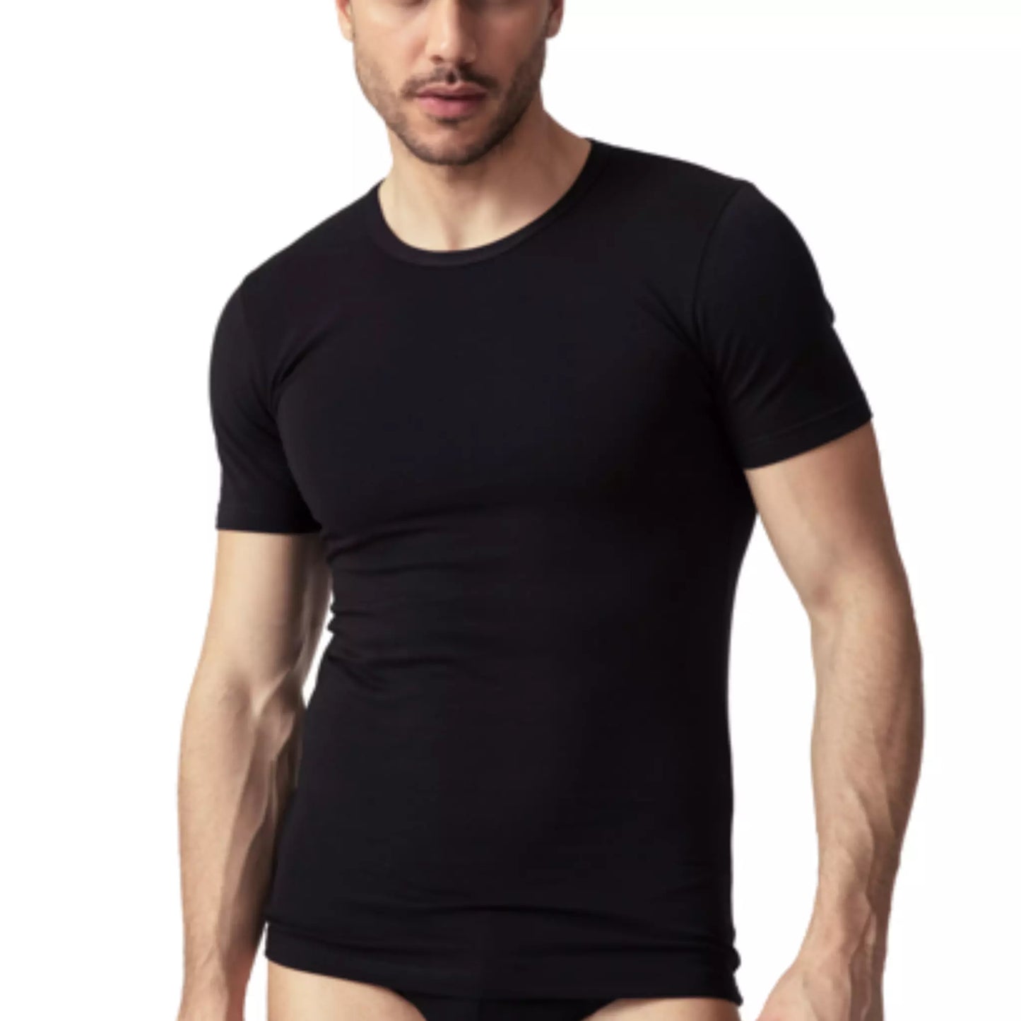 Maglia uomo mezza manica girocollo oltremare 744 caldo cotone elasticizzato 4 pezzi