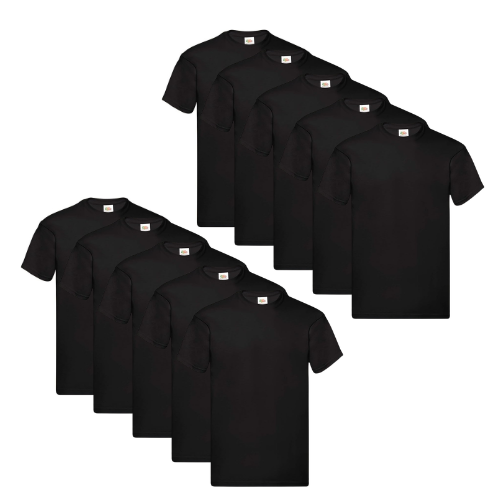 Maglietta a Manica Corta Fruit of the Loom Nera Uomo in 100% Cotone | Girocollo Classica