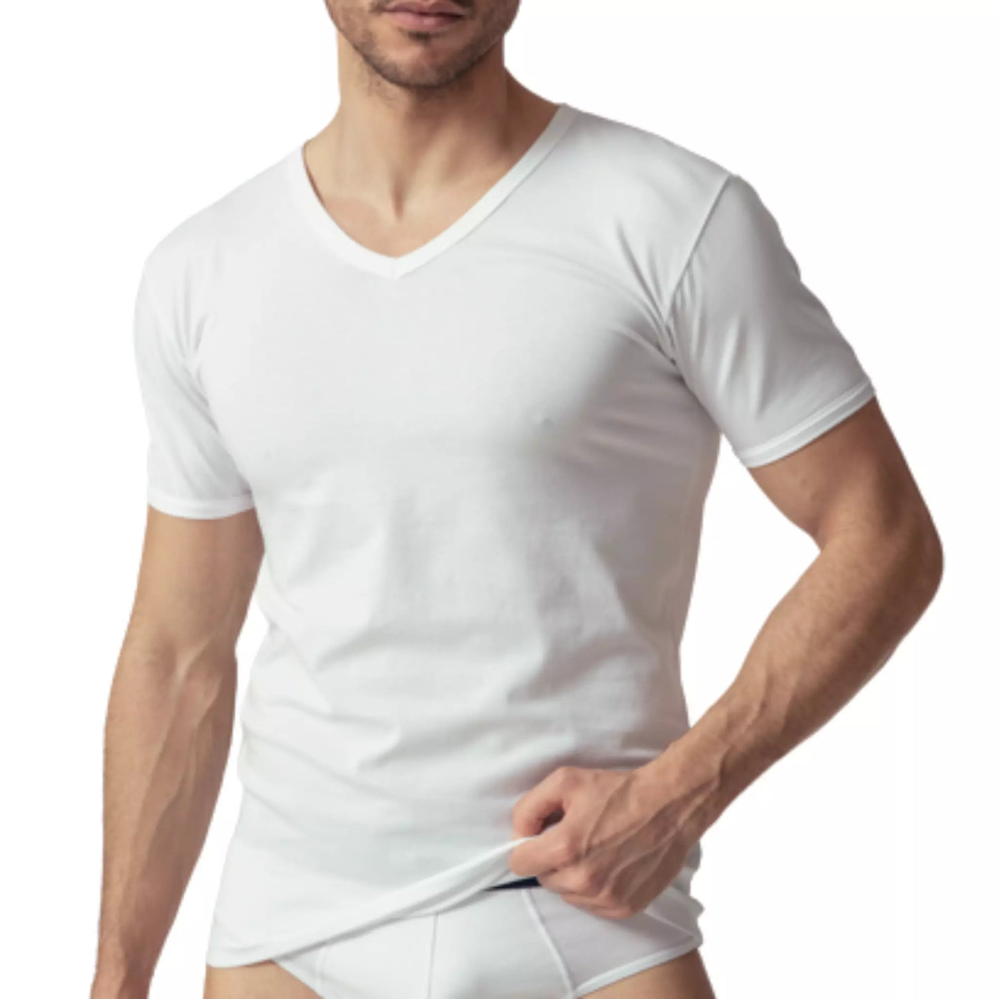 Maglietta intima uomo manica corta punta oltremare 685 bielastico 4 pezzi
