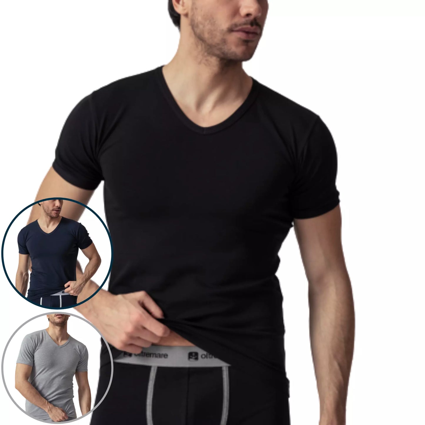 Maglietta intima uomo manica corta punta oltremare 685 bielastico 4 pezzi