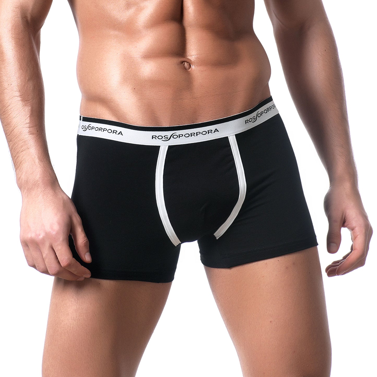 Set of 3 pairs of men's boxers in stretch cotton and external elastic.