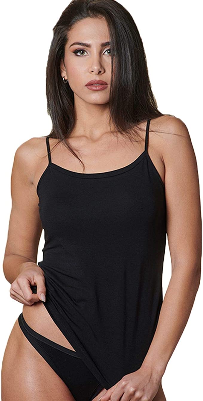 Set da 3 Canotte Donna con bretellina in Cotone Elasticizzato.