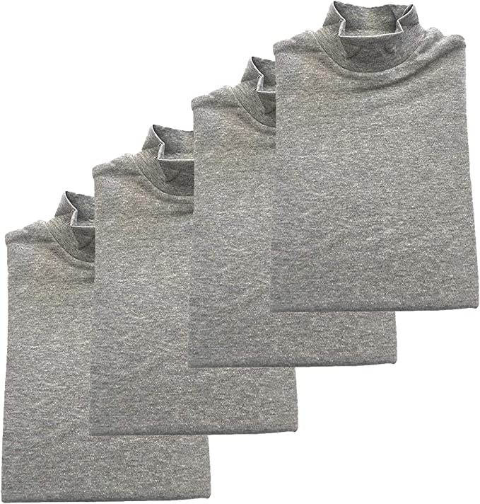 CHILDREN 1 Set of 4 Boy/Girl Turtlenecks in Warm Interlock Cotton from 3 to 16 Years.