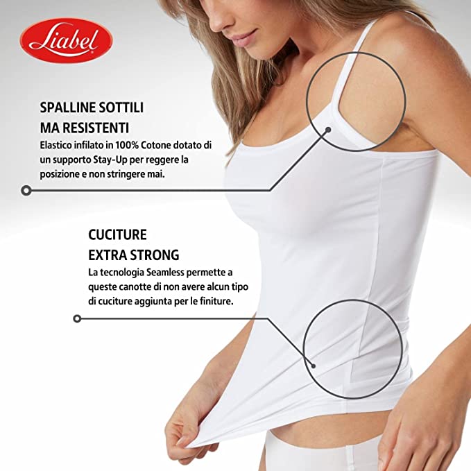 Set da 3 Canottiere Donna Seamless Elasticizzato Spalla Stretta, Canotta Elegante.