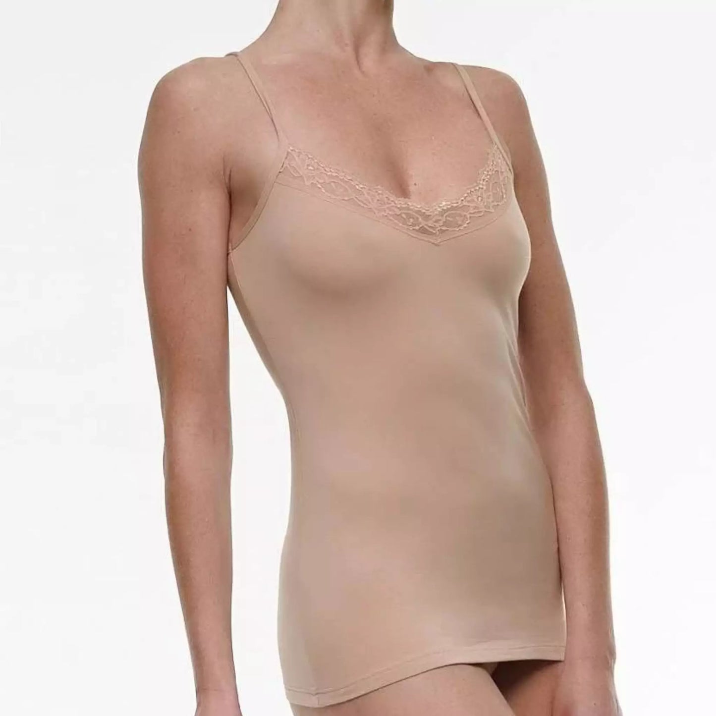 Canotta top donna con dettagli in pizzo spalla stretta cotonella gd135 3 pezzi