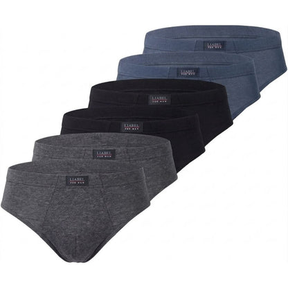 Liabel 6 Paia di Slip Uomo in Puro Cotone Filo di Scozia