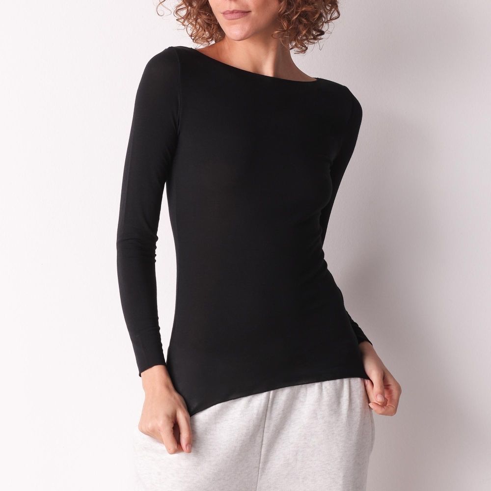 Maglia Scollo A Barchetta Manica Lunga