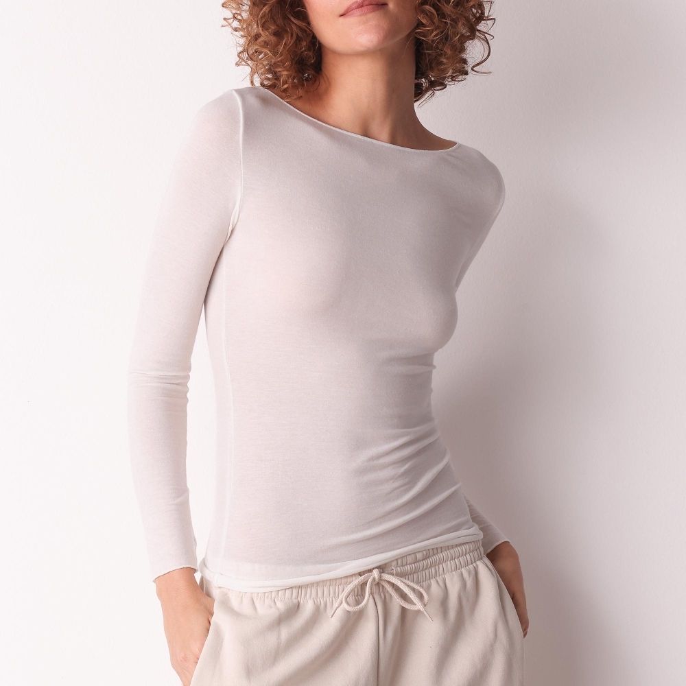 Maglia Scollo A Barchetta Manica Lunga