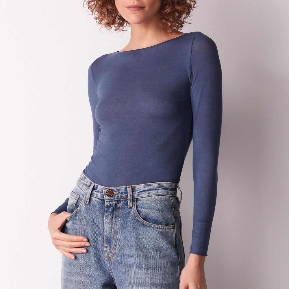 Maglia Scollo A Barchetta Manica Lunga