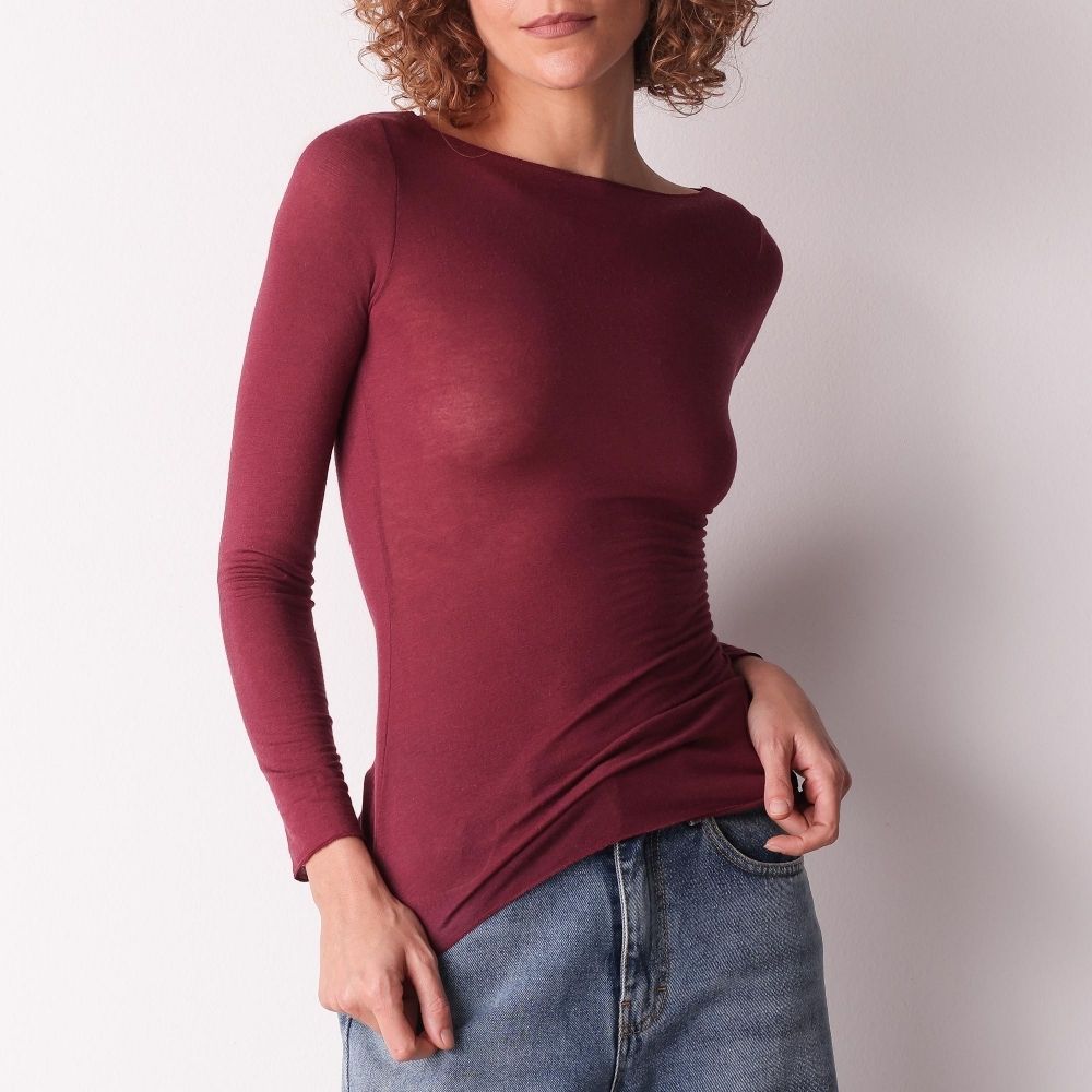 Maglia Scollo A Barchetta Manica Lunga