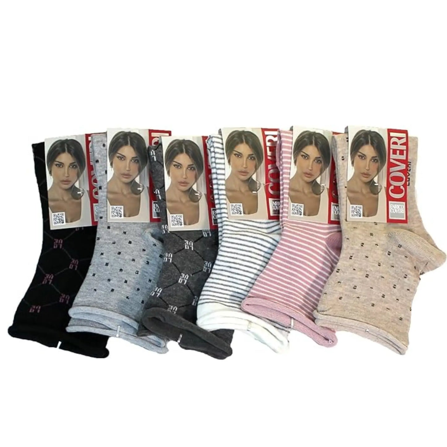 Calza corta donna Enrico Coveri senza elastico fantasia 6 paia