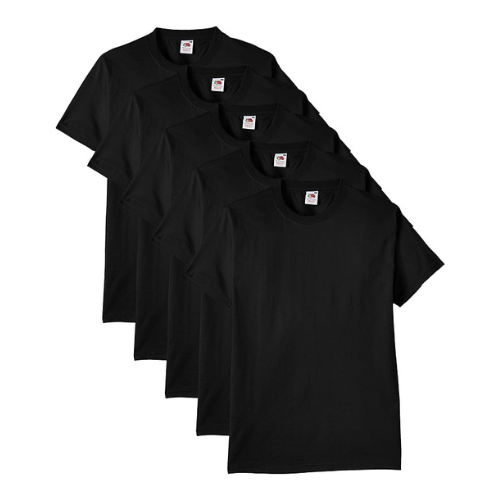 Maglietta a Manica Corta Fruit of the Loom Nera Uomo in 100% Cotone | Girocollo Classica