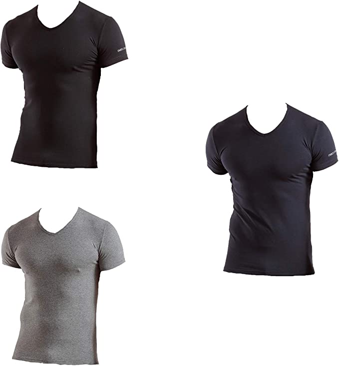Set da 3 magliette interne uomo scollo a V in cotone bielastico