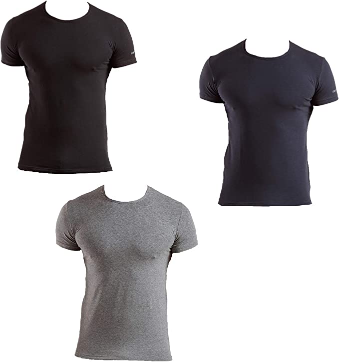 Set da 3 Magliette interne uomo girocollo in cotone bielastico