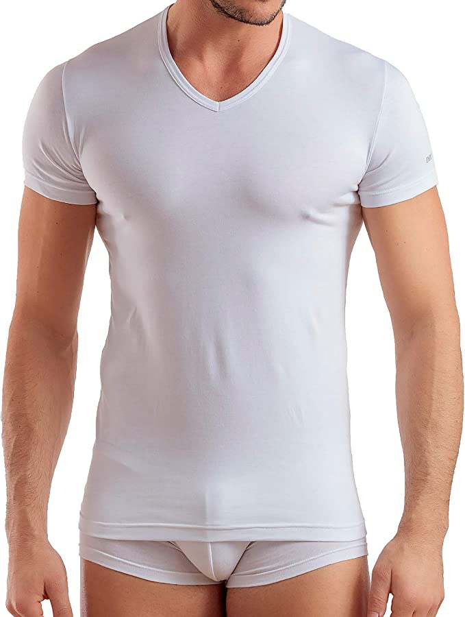 Set da 3 magliette interne uomo scollo a V in cotone bielastico