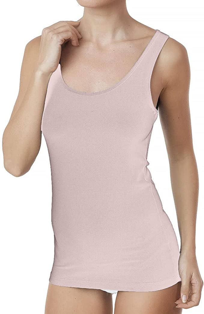Set da 2 Canotte donna spalla larga in cotone elasticizzato marca Jadea